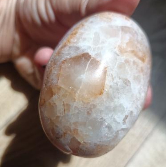 Pink Aragonite Crystal Palm Stone - Picture 2 of 2